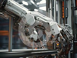 Mechanical Elegance: 3D Render of Robotic Assembly in Cutting-Edge Factory