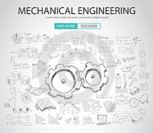 Mechanical Engineering concept with Doodle design style photo