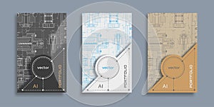 Mechanical Engineering drawing .Brochure templates or cover book, page layout, flyer desig.Vector illustration