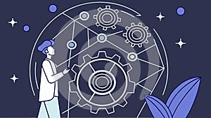 Mechanical Engineering Innovation: Complex Gear Systems, vector design Generative AI