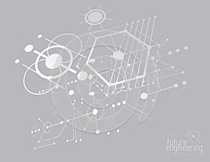 Mechanical engineering technology vector abstract background, cybernetic abstraction with innovative industrial schemes.