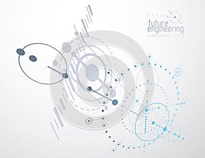 Mechanical engineering technology vector abstract background, cybernetic abstraction with innovative industrial schemes.