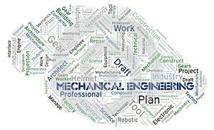 Mechanical Engineering typography word cloud create with the text only