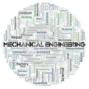 Mechanical Engineering typography word cloud create with the text only