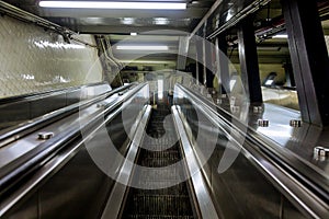 Mechanical escalators for people up and down in the subway