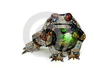 Mechanical Frog Toad Collage 3D Illustration