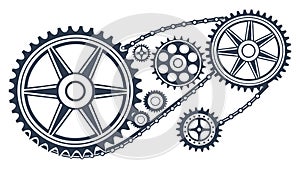 Mechanical Gear and Chain System Illustration, vector design Generative AI