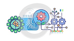 Mechanical Gear Process System Illustration, vector design Generative AI