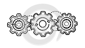 Mechanical Gear Train System Outline, vector design Generative AI