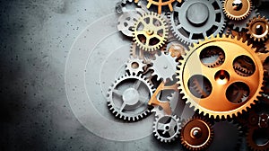 Mechanical Gears Background: Symbolizing Precision and Efficiency - Generative AI