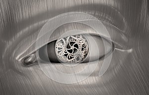 Mechanical gears inside a robot's eye