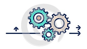 Mechanical Gears Process, Workflow Automation System, vector design Generative AI