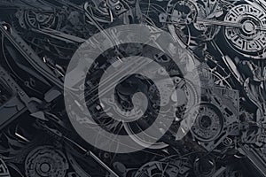 mechanical gray dark abstract background generative ai