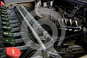Mechanical hammers with alphabet for typing old typewriter