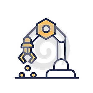 Mechanical Hand - vector line design single icon.