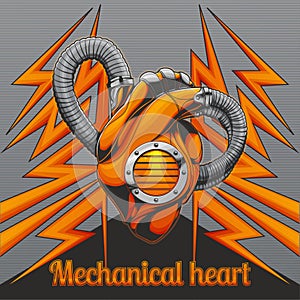Mechanical Heart on Background