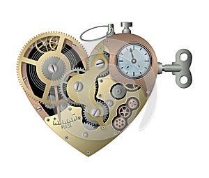 Mechanical heart in steampunk style. Vector illustration