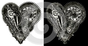 Mechanical Human Love Heart Isolated