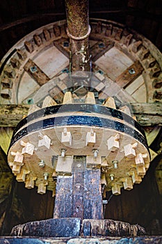 Mechanical interior of an old fashioned flour mill the netherlands