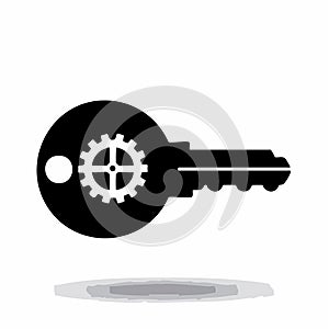 Mechanical Key Solution Icon on White Background