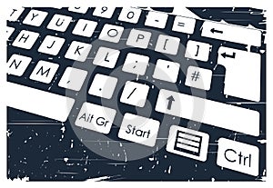 Mechanical keyboard close up retro poster
