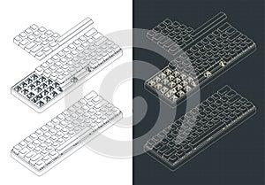 Mechanical keyboard isometric drawings