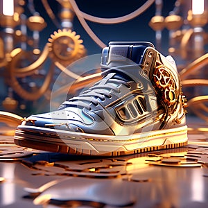 Mechanical Marvel: Futurist Sneakers Crafted with Gears, Wires, and PCB â€“ Hyper-Realistic and Stunning Design