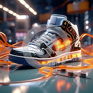 Mechanical Marvel: Futurist Sneakers Crafted with Gears, Wires, and PCB â€“ Hyper-Realistic and Stunning Design