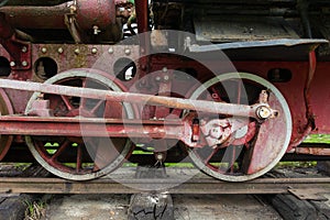 Mechanical part and wheels of the steam locomotive