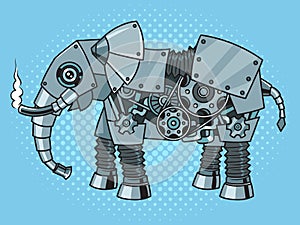 mechanical robot elephant pop art vector photo