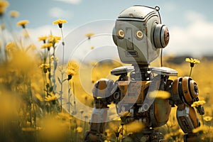 Mechanical Robot spring field. Generate Ai