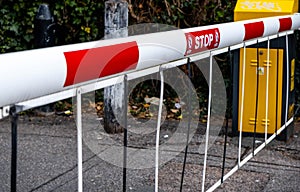 A Mechanical Safety Or Security Barrier Lowered To Prevent Unauthorised Access With No People