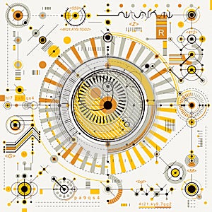 Mechanical scheme, vector engineering drawing with geometric par