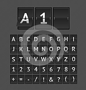 Mechanical Scoreboard or Flipping Panel with Letters and Numbers. Vector