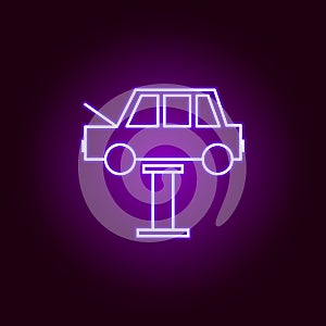 mechanical service car outline icon in neon style. Elements of car repair illustration in neon style icon. Signs and symbols can
