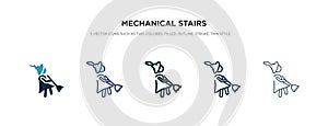 Mechanical stairs icon in different style vector illustration. two colored and black mechanical stairs vector icons designed in