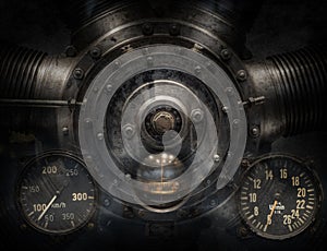 Mechanical and Steampunk grunge background collage. photo