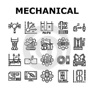 mechanical technology engineer icons set vector