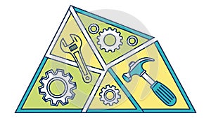 Mechanical Tools and Gears in Triangular Design, vector design Generative AI