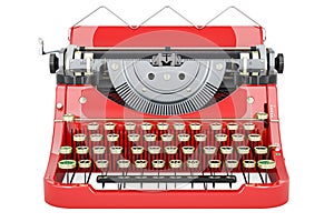 Mechanical Typewriter, Old-Fashioned Traditional Portable Manual Typewriter. 3D rendering