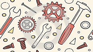 Mechanical Workshop Pattern: Gears, Tools, and Engineering, vector design Generative AI