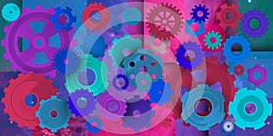 Mechanical world in colorist composition