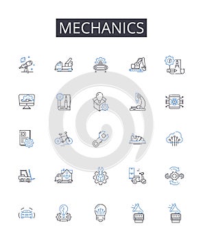Mechanics line icons collection. Stocks, Investments, Portfolio, Trading, Shares, Bullish, Bearish vector and linear