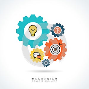 Mechanism Business concept gear icons illustration