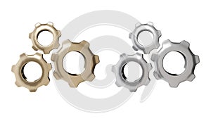 mechanism gears 3d rendering set,cog icon set