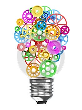 Mechanism of the gears in the form of an electric lamp bulb. Ide