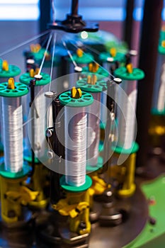 Mechanism of the machine for the production of fabric from hanks of threads