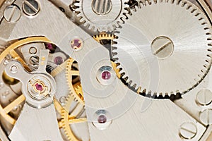 The mechanism of old clock. Macro