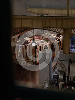 The mechanism of an old merry-go-round in Museum