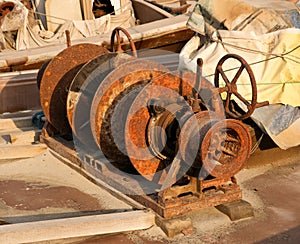 Mechanism to wind and release the ropes in a tradional fishing boast, Dhow